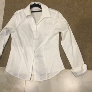 Calvin Klein white button up blouse 6